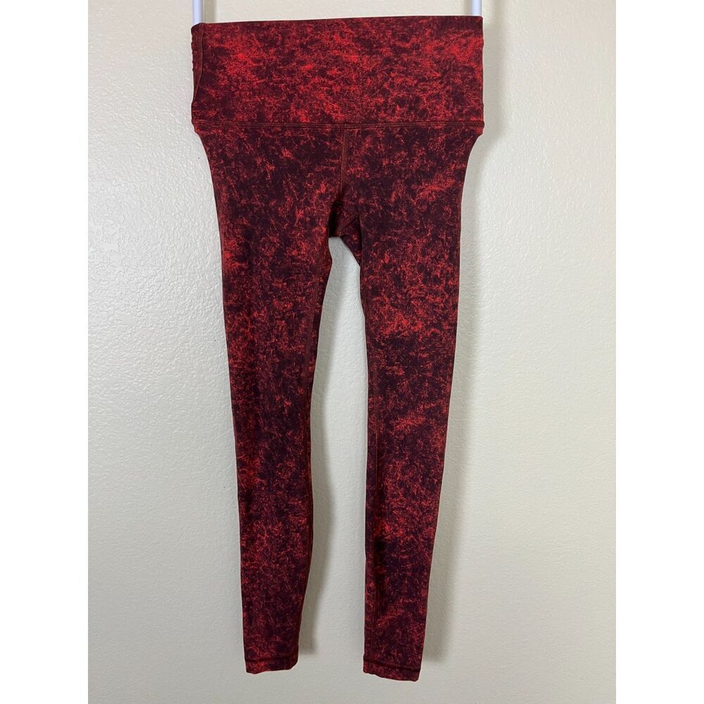 Lululemon Wunder Denim Wash Autumn Red Black Train High-Rise Tights Leggings Gym